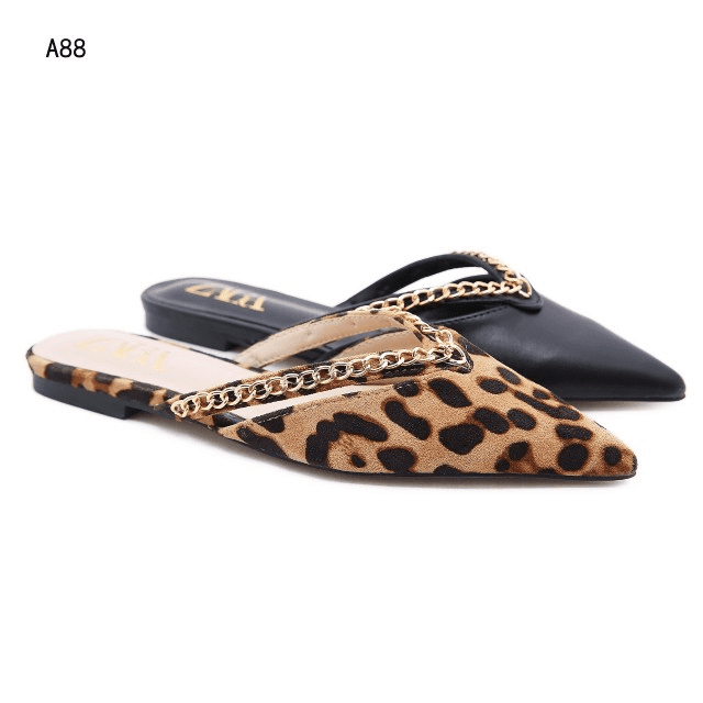 Sepatu Zara Leopard Print & Black Flat Shoes A88 Semi Premium (Kode: ZAR208)
