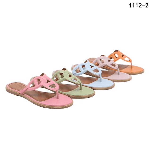 Sandal Hermes Beach Leather Flat Sandals 1112-2 Semi Premium (Kode: SHE140)