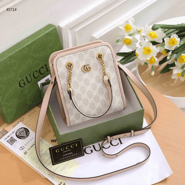 Tas Gucci GG Marmont Mini Bag in GG Supreme 4571 Semi Platinum