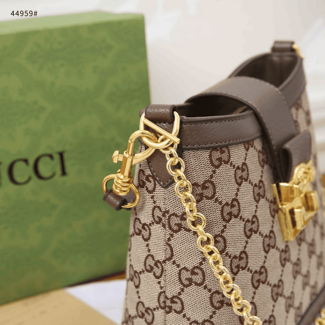 Tas Gucci 44959 Wonka GG Up GG Canvas Shoulder Bag Semi Platinum