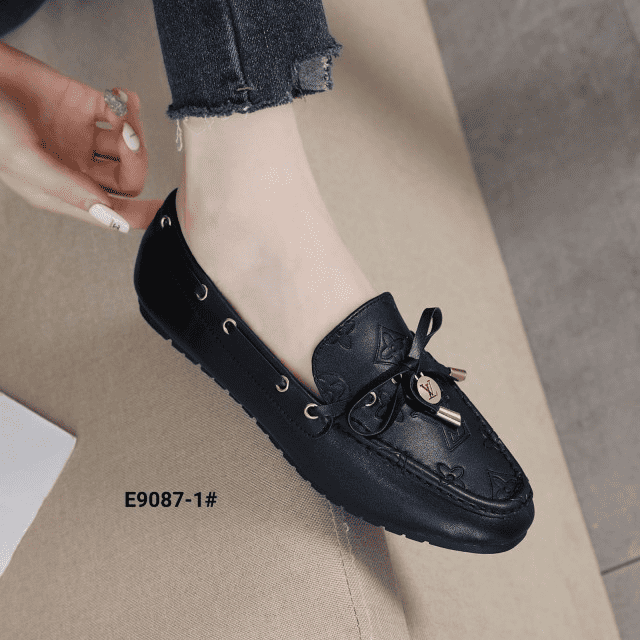 Sepatu Lv Louis Vuitton Gloria Plat Loafer Leather Casual Women's