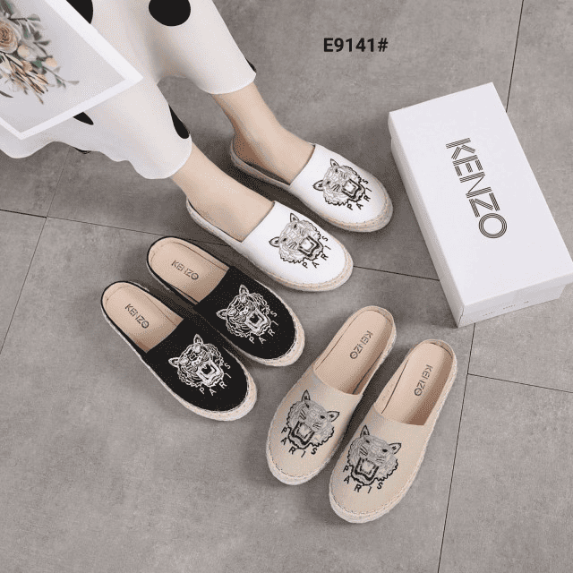 Sepatu Kenzo Tiger Embroidered Espadrilles Casual Women's Shoes