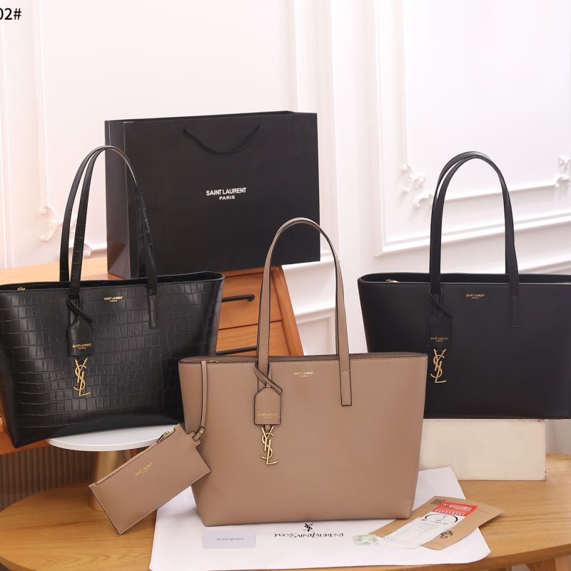 Tas YSL 2402 Yvest Saint Laurent Shopping Tote Bag Semi Platinum (Kode: YSL218)