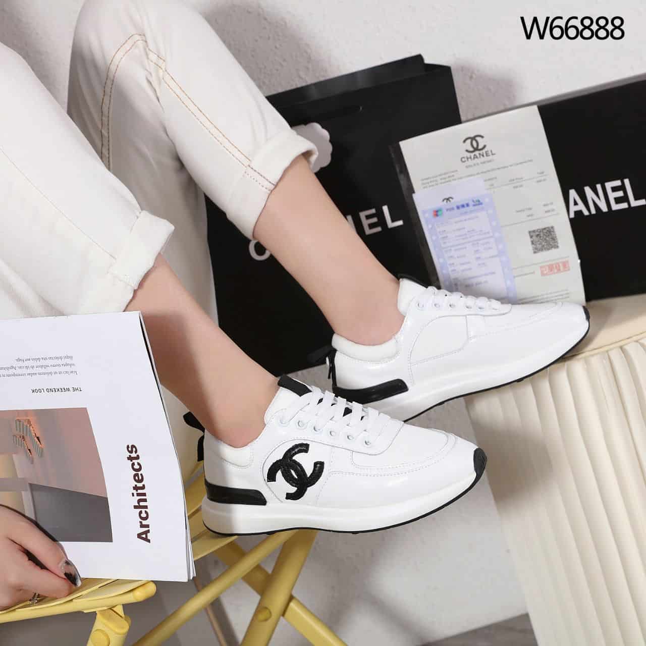 Sepatu Chanel Classic White Sneakers Semi Ori Grade Aaa Fullset