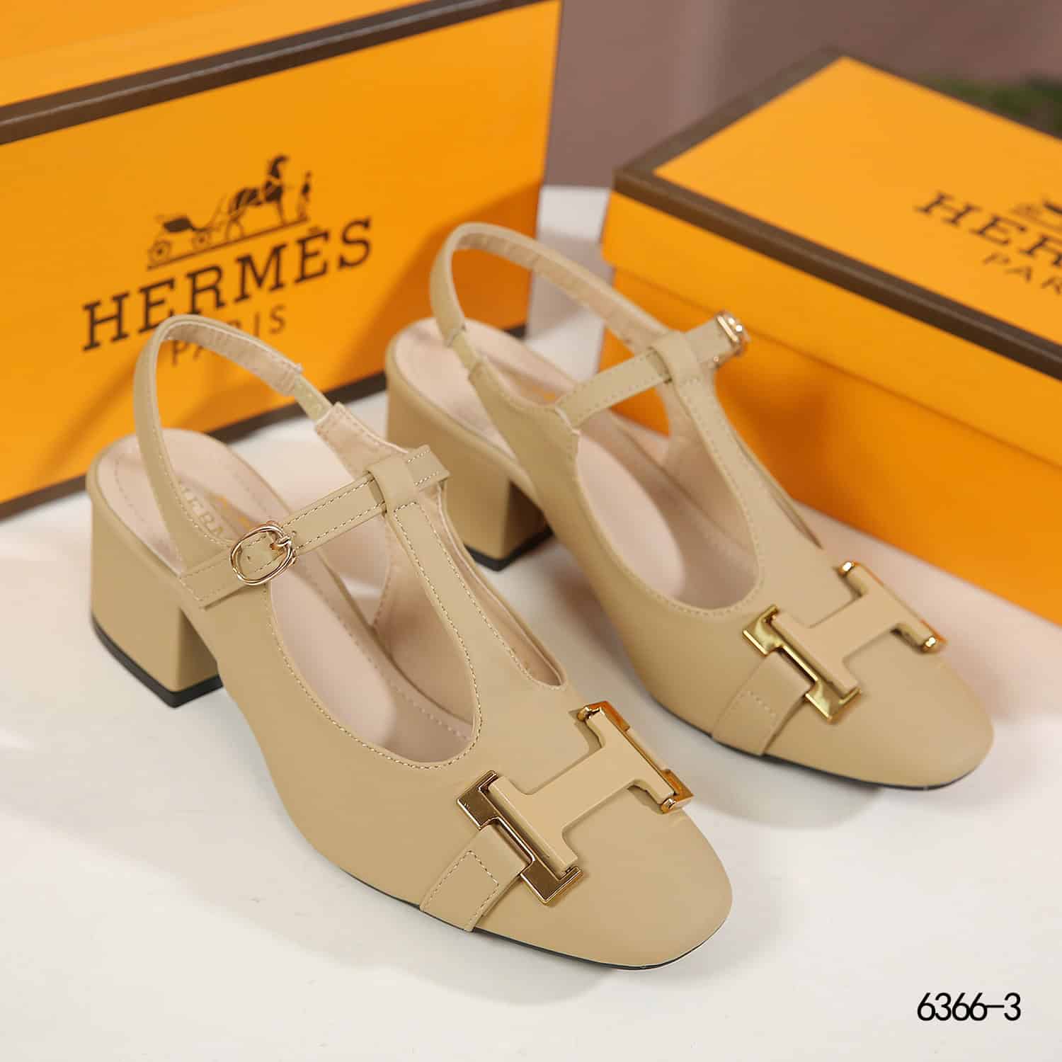 Dhgate High Heels Jeden Tag Sepatu Hermes 6366-3 Leather H-Logo