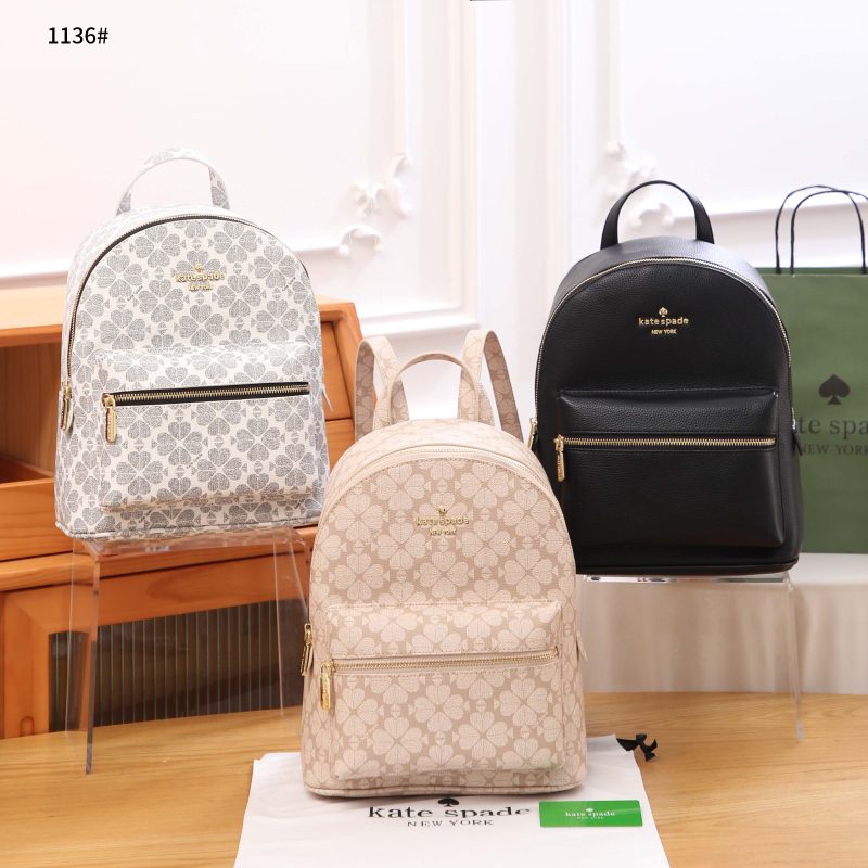 Tas Kate Spade 1136 Signature Flower & Leather Backpack Semi Platinum (Kode: FAS491)