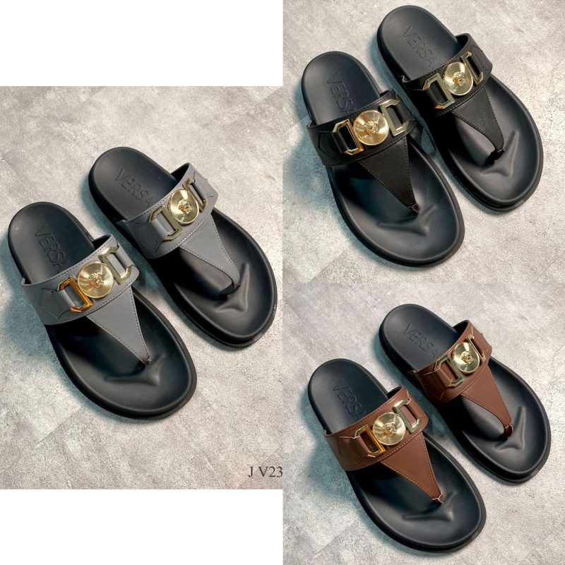 Sendal Pria Versace Allover V23-24 Semi Platinum (Kode: VER118)
