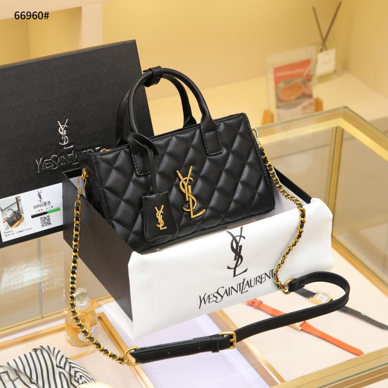 Tas YSL 66960 Yvest Saint Laurent Quilted Hand Bag Shoulder Bag in Black Semi Platinum (Kode: YSL265)
