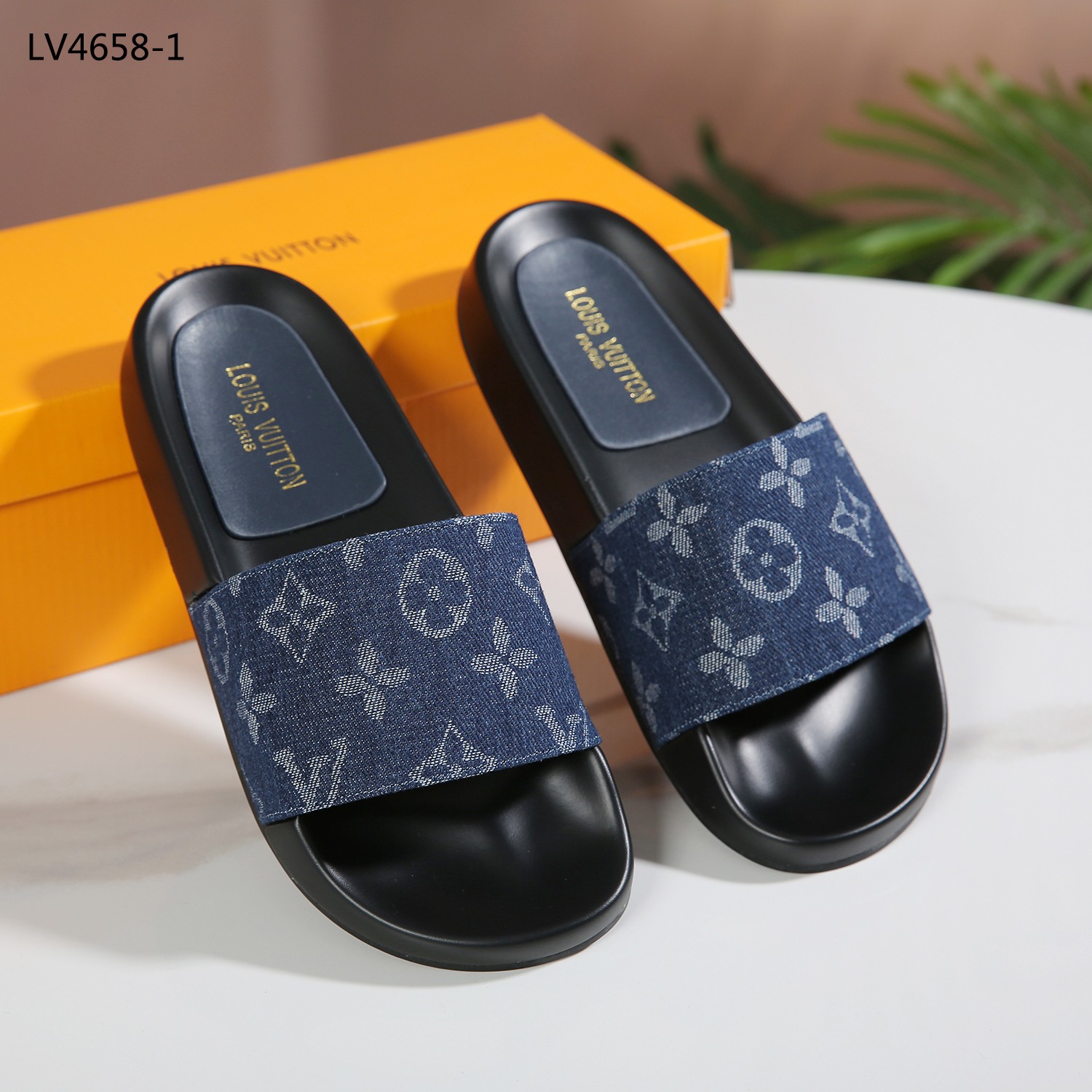 Sendal Louis Vuitton LV4658-1 Canvas Monogram Slide Sandals Semi