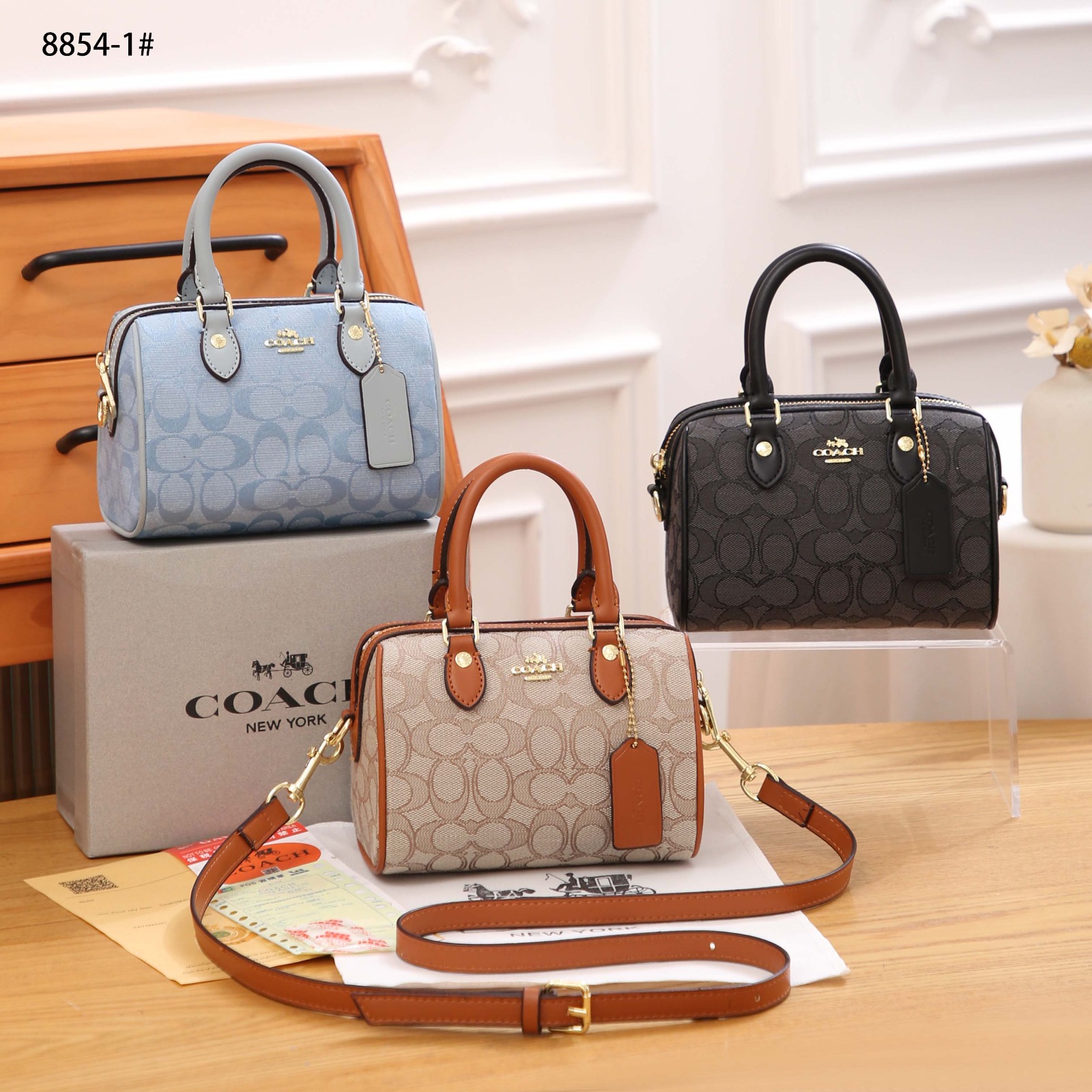 Tas Coach 8854-1 Mini Speedy Bag in Signature Canvas Semi Platinum