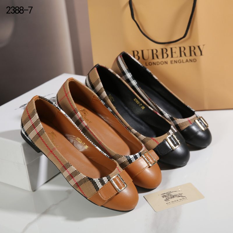 Sepatu Burberry 2388-7 With Buckle Flat Heel Shoes Semi Premium (Kode: BUR179)