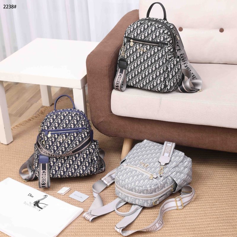 Tas Dior 2238 Backpack Shoulder Bag Embroidered Canvas Semi Platinum (Kode: CDR681)