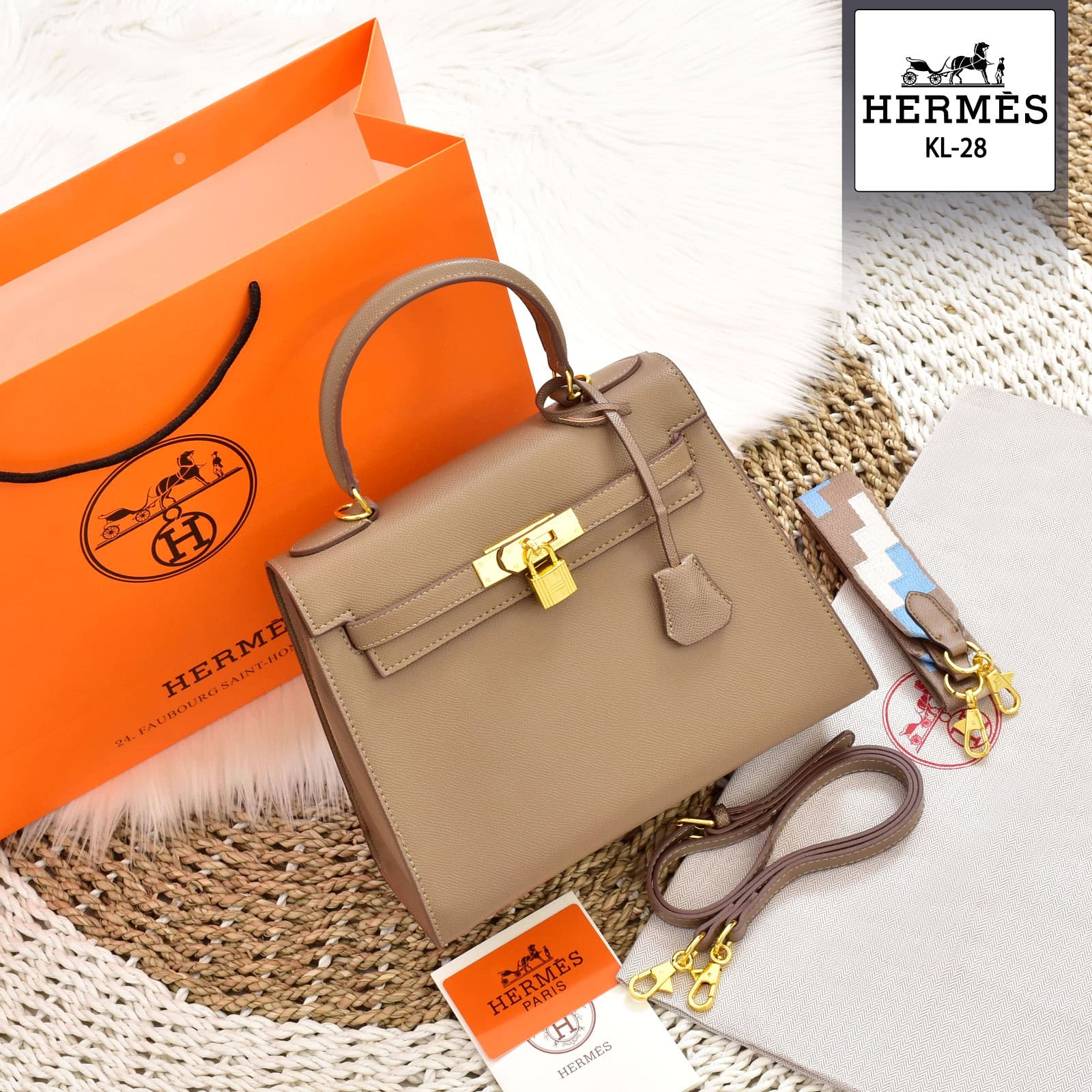 Tas Hermes Kelly Bag KL-28 Platinum Like Ori (Kode: HER902