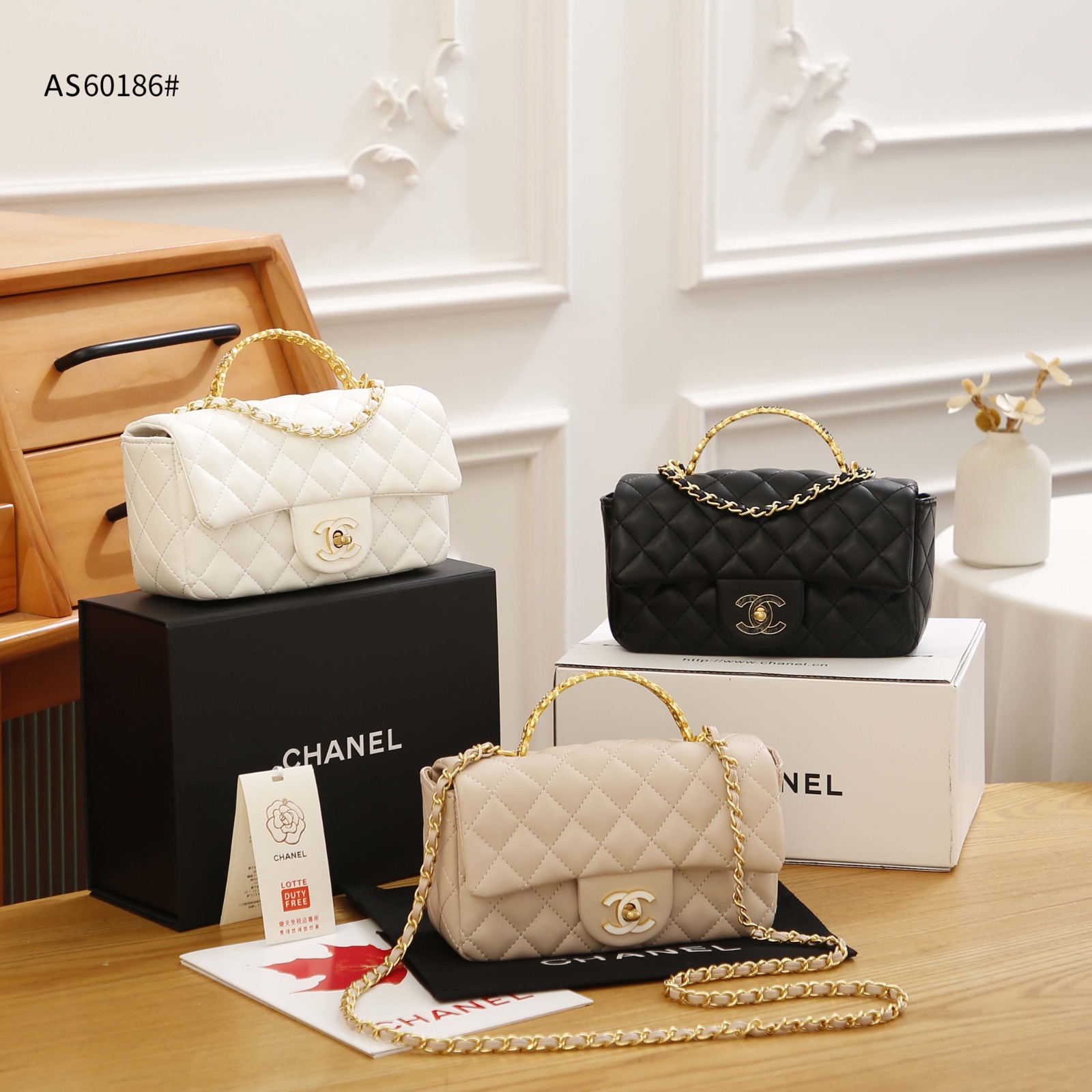 Tas Chanel AS60186 Mini Rectagular Top Handle Flap Bag Lambskin