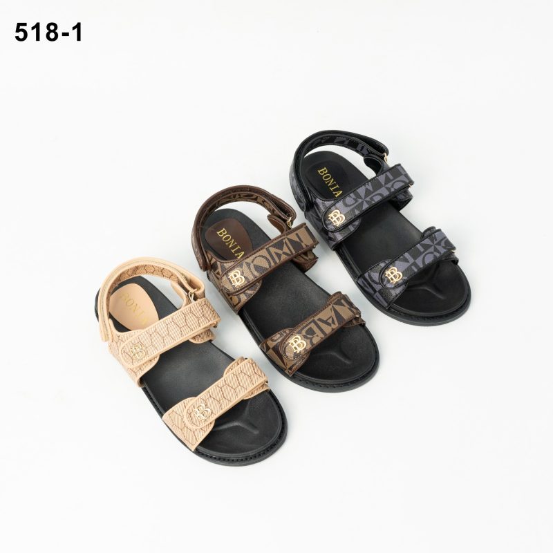 Sandal Bonia 518-1 Monogram Double Strap Flip Flop Sandals Semi Platinum (Kode: SBN007)
