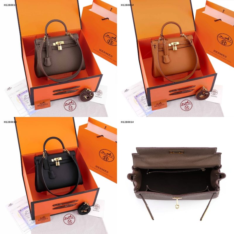Tas Hermes Kelly 28 Clemence Etoupe Bag's Gold Hardware H128001 Mirror 1:1 (Kode: HER956)