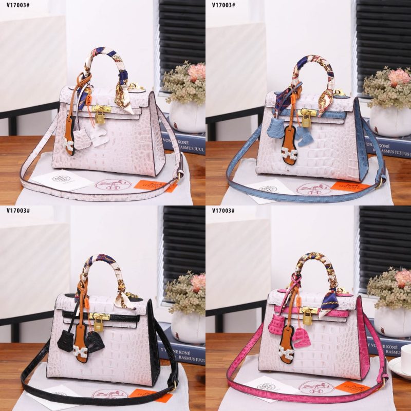 Tas Hermes Kelly 25 Croco Aligator 2Tone V17003 PLATINUM (Kode: HER957)