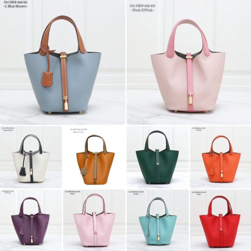 Tas Ori HK No Brand Handbag Picotin (M) Polos & 2tone GHW 666Yj Original Kulit Sapi (Kode: FAS763)