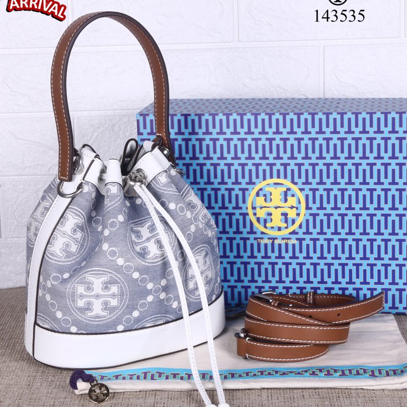 Tas Tory Burch T Monogram Denim Jacquard Bucket Women Bag 143535 Semi Original (Kode: TRB497)