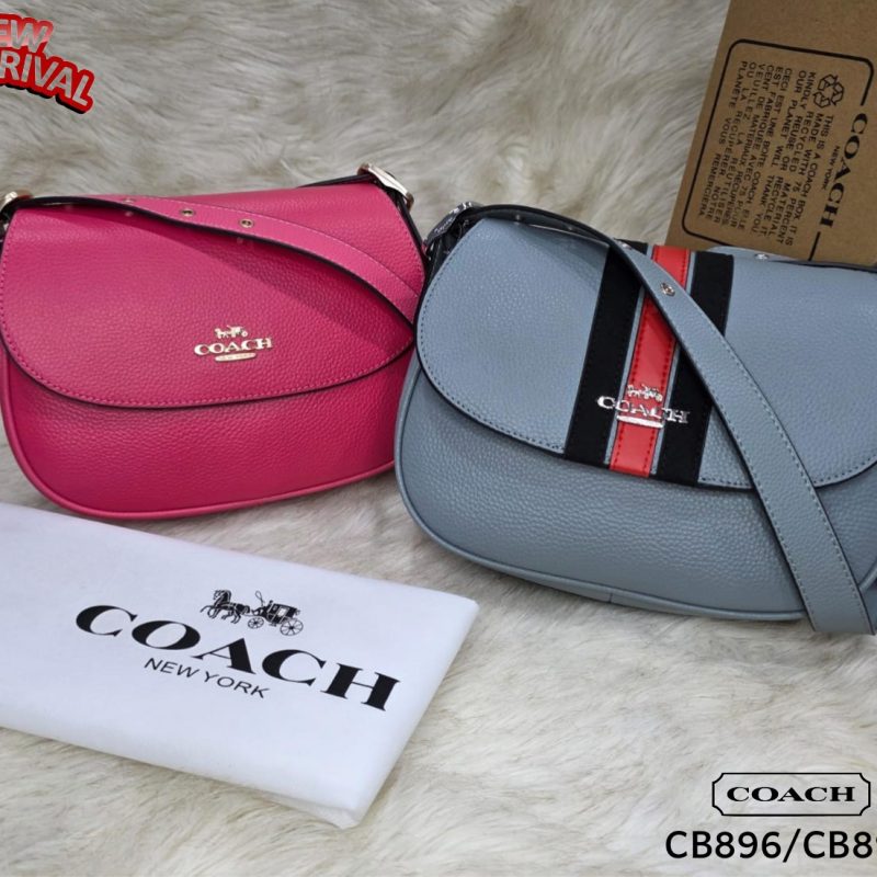 Tas Coach Macie Saddle & Varsity Stripe Bag CB896-CB897 Authentic Leather (Kode: COA1396)